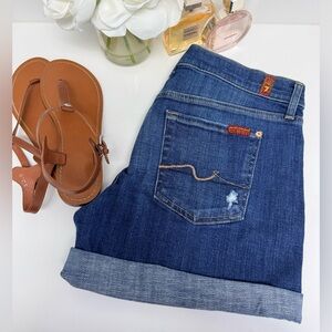 7 For All Mankind Mid-Roll Denim Shorts